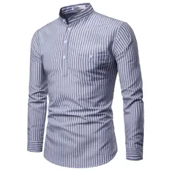 Рубашка Для мужчин 2018 новая полосатая одежда с длинным рукавом Для мужчин s Мужская классическая рубашка Camisa Masculina осенне-зимние фирменные