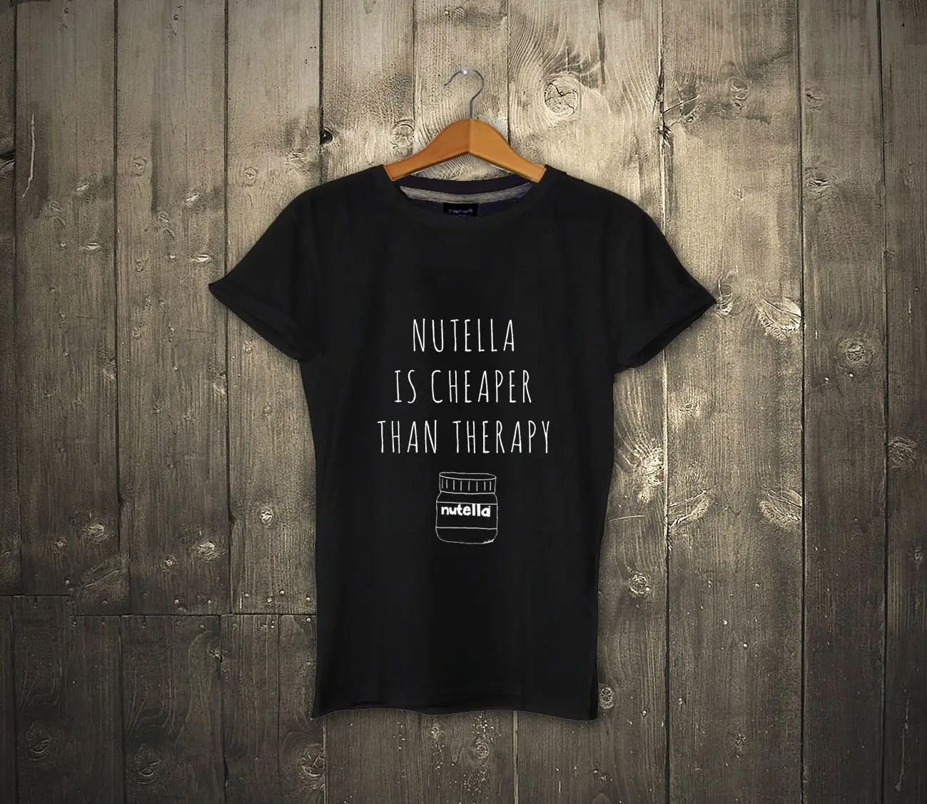 Nutella is cheaper then therapy T-shirt FUNNY lovers UNISEX NEW Cotton Casual Shirts White Top | Мужская одежда