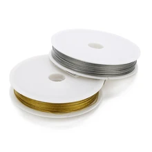1 rolo de fio de contas de aço inoxidável, prata/ouro, 0.3 0.38 0.45 0.5 0.6 0.7, espessura artesanal envoltório corda fornecedor