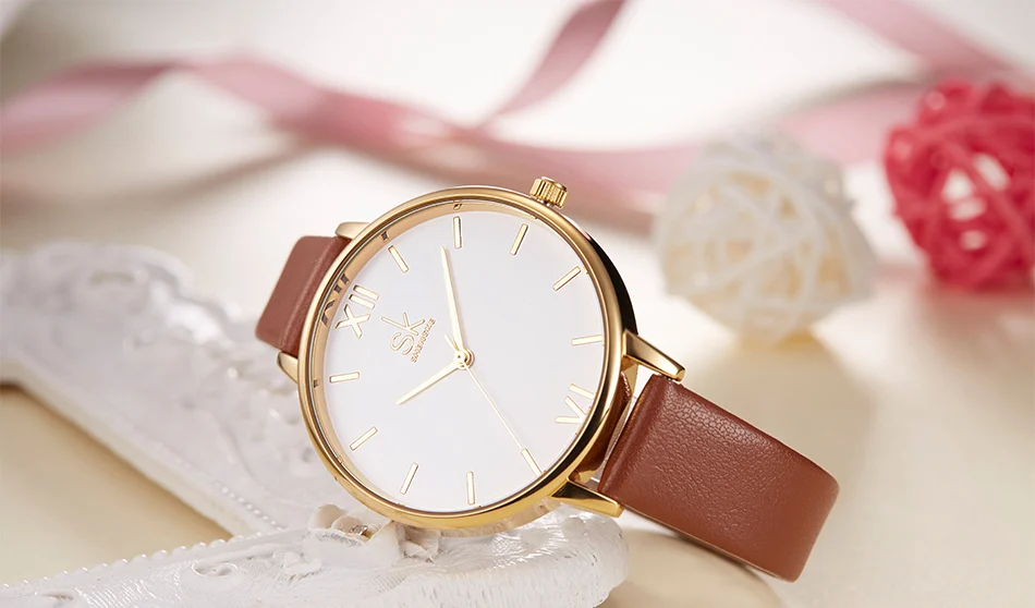 Shengke часы женские модные часы новые элегантные платья кожаный ремешок ультра тонкие наручные часы Montre Femme Reloj Mujer