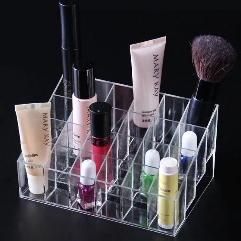 24 Lattices Cosmetic Display Box Lipstick Holder Stand Clear Cosmetic Organizer Sundry Makeup