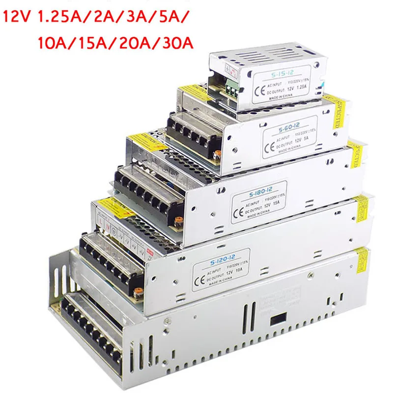 AC 110V 220V к DC 12V источник питания Трансформатор СИД драйвер для полосы света