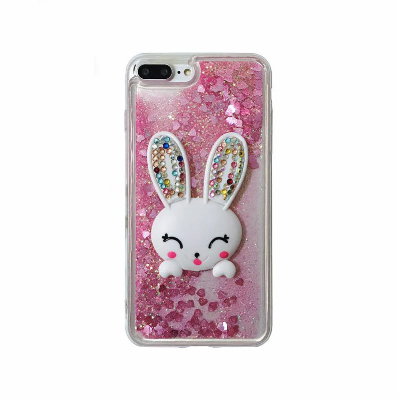 

case For Huawei Honor 8 9 lite 10 7A Pro 7C capa Luxury cute Heart-shaped quicksand coque bunny Kickstand phone case Fundas