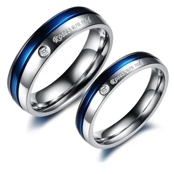 

Stainless steel Blue couple rings titanium ring