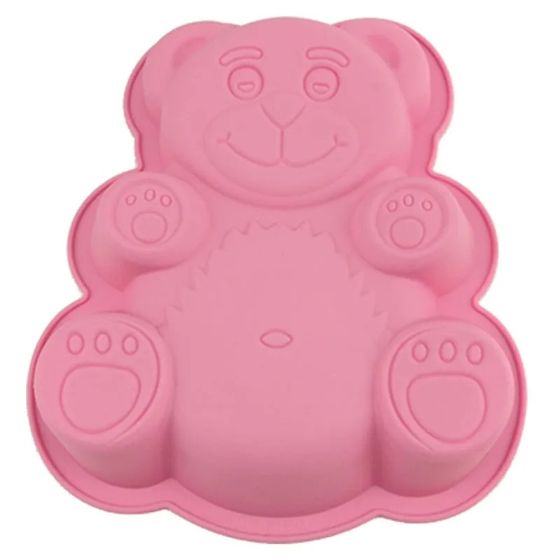 FINDKING DlY форма для торта форма медведя из мультфильма 3D силиконовая форма для торта жаропрочные Инструменты для выпечки, форма для выпечки, лоток для выпечки 28,5*23,5*3,5 см - Цвет: Pink