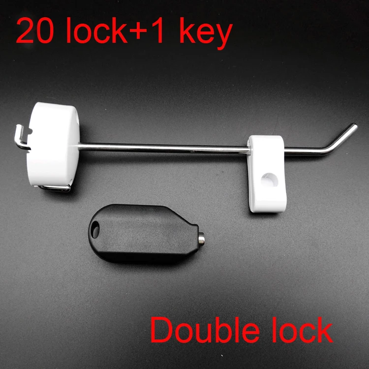 

21pcs Wall-mounted Double Lock Hook Display Retail Store Exhibition Anti-theft Slatwall Merchandise Shop Display Hooks 15/20cm