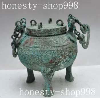 

8"Old Chinese dynasty palace pure Bronze copper Wine vessel Tanks Crock pot