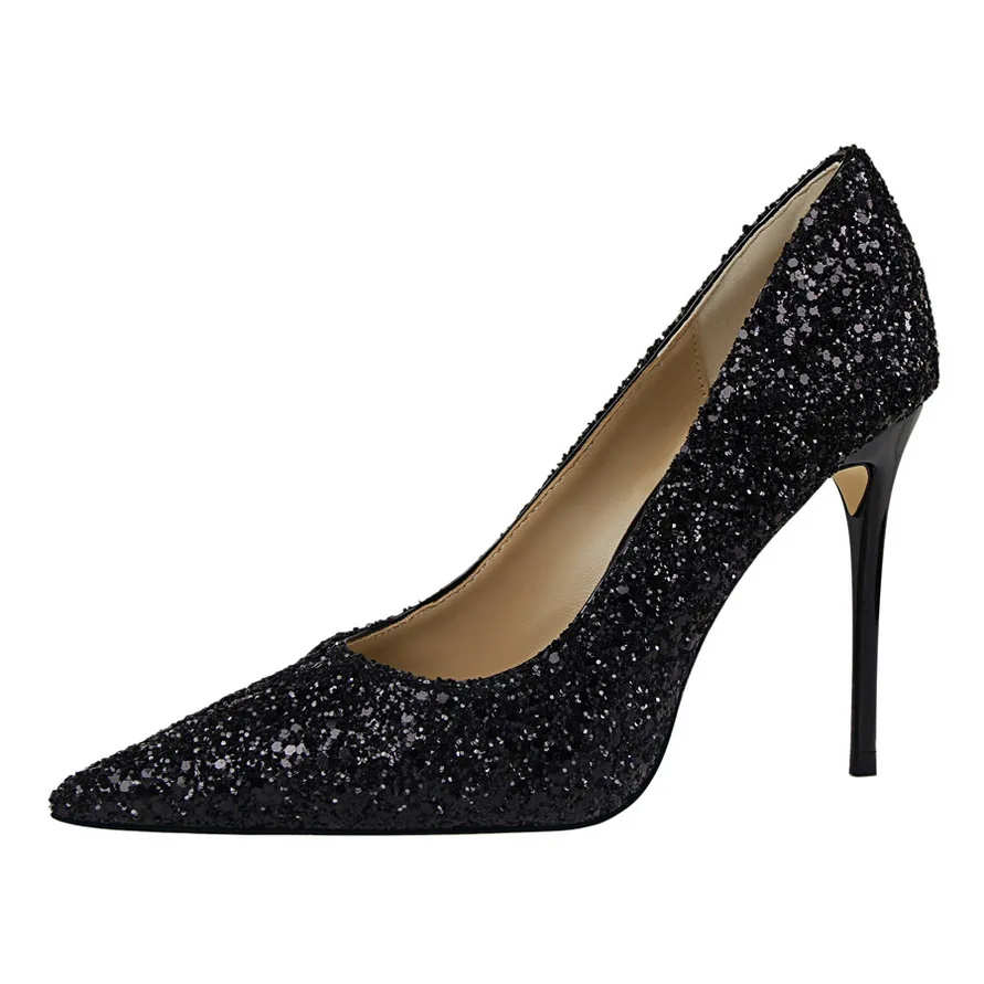 BIGTREE/Женская обувь на высоком каблуке; пикантные свадебные туфли-лодочки; женская обувь с блестками и острым носком для вечеринок; коллекция года; летние туфли на каблуке; zapatos de mujer