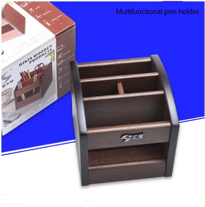  Pen holder desk new fashion multi-function Wood Made desk storage box office supplies stationery pe