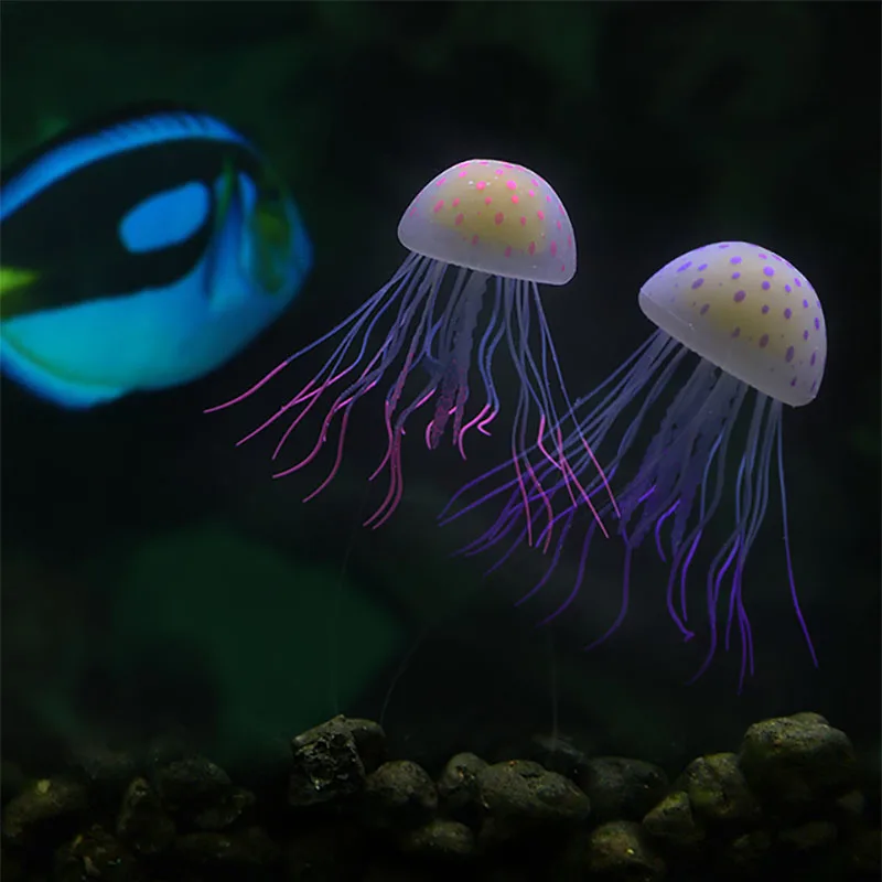 15 см искусственные, силиконовые Медузы флуоресцентные желе украшения аквариума пейзаж аксессуар украшение «Медуза»