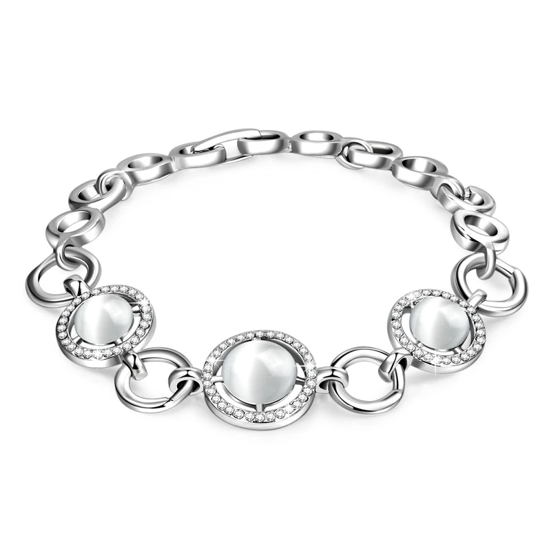 New Sets Fashion Wedding Jewelry Set For Women White Gold Color Opal Bracelet And Earring Best Gift7 |