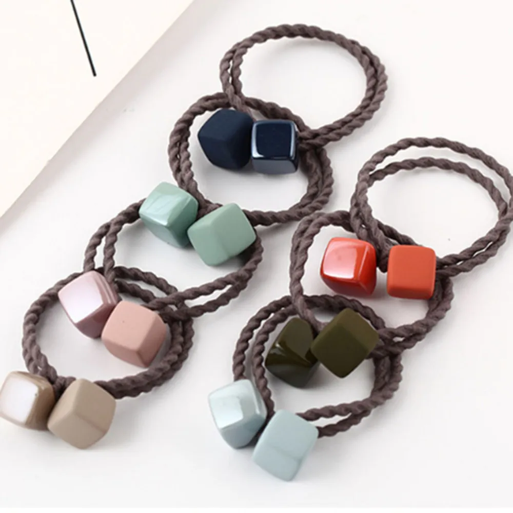 

Hairband Version Acrylic On Both Sides Of Individual Block Twist Tie Rubber Band 1 pc Fashion Headwear