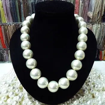 

gorgeous 13-15mm south sea round white pearl necklace 18inch 925s kkk
