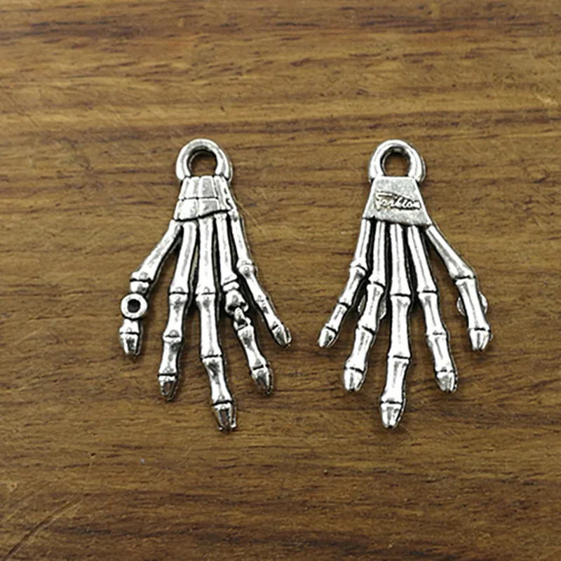 10pcs Charms skeleton hand palm 35*20mm Tibetan Silver Plated Pendants Antique Jewelry Making DIY Handmade Craft | Украшения и