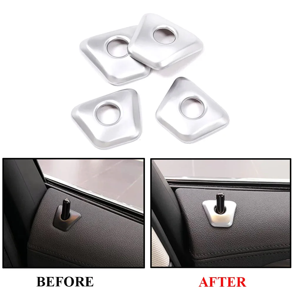 

4Pcs ABS Chrome Silver Interior Door Lock Knob Grommet Ferrule Cover Trim Fit For BMW 5 Series 525Li 528Li 530Li 540Li 2018 2019