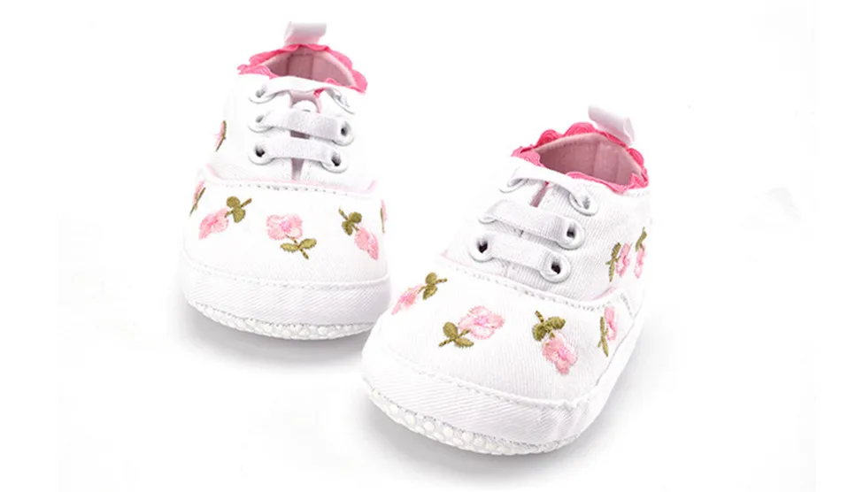 Baby Girl Shoes White Lace Floral Embroidered Soft Shoes First Walker Shoes