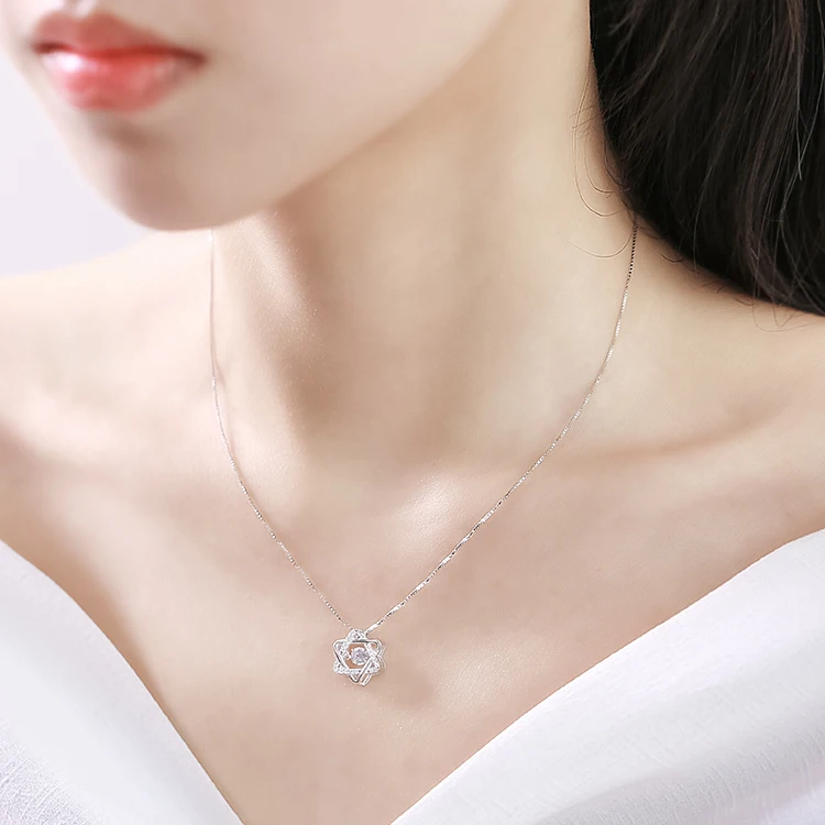Bijoux Мода 925 серебро звезда Цирконий ожерелье s для женщин эффектное колье свадебное ожерелье девушки вечерние подарок