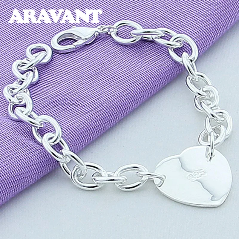 

925 Silver Fashion Bracelet Heart Charm Bracelets For Women Wedding Jewelry