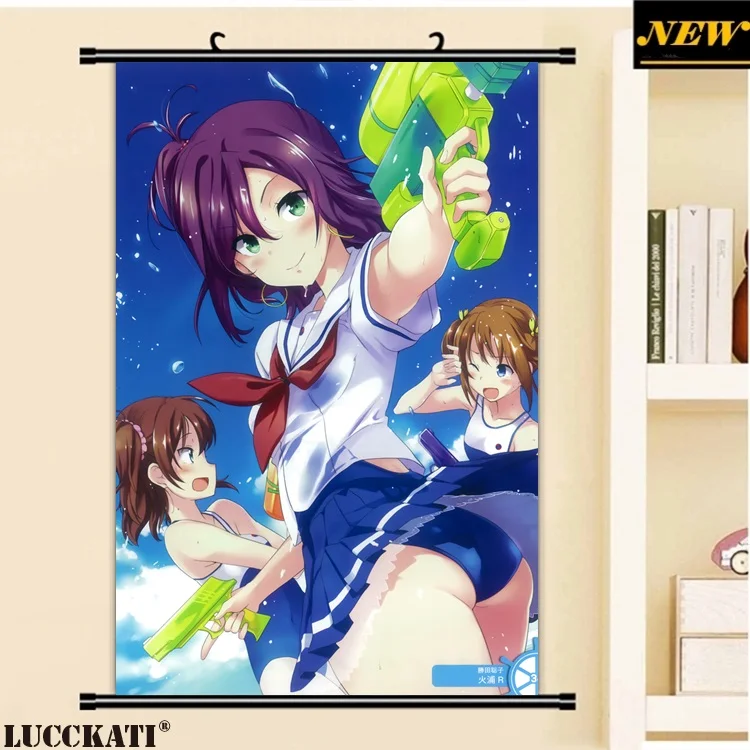9yande.re 370998 ass gun high_school_fleet hiura_r katsuta_satoko misaki_akeno ogasawara_hikari school_swimsuit see_through seifuku swimsuits wet_clothes_