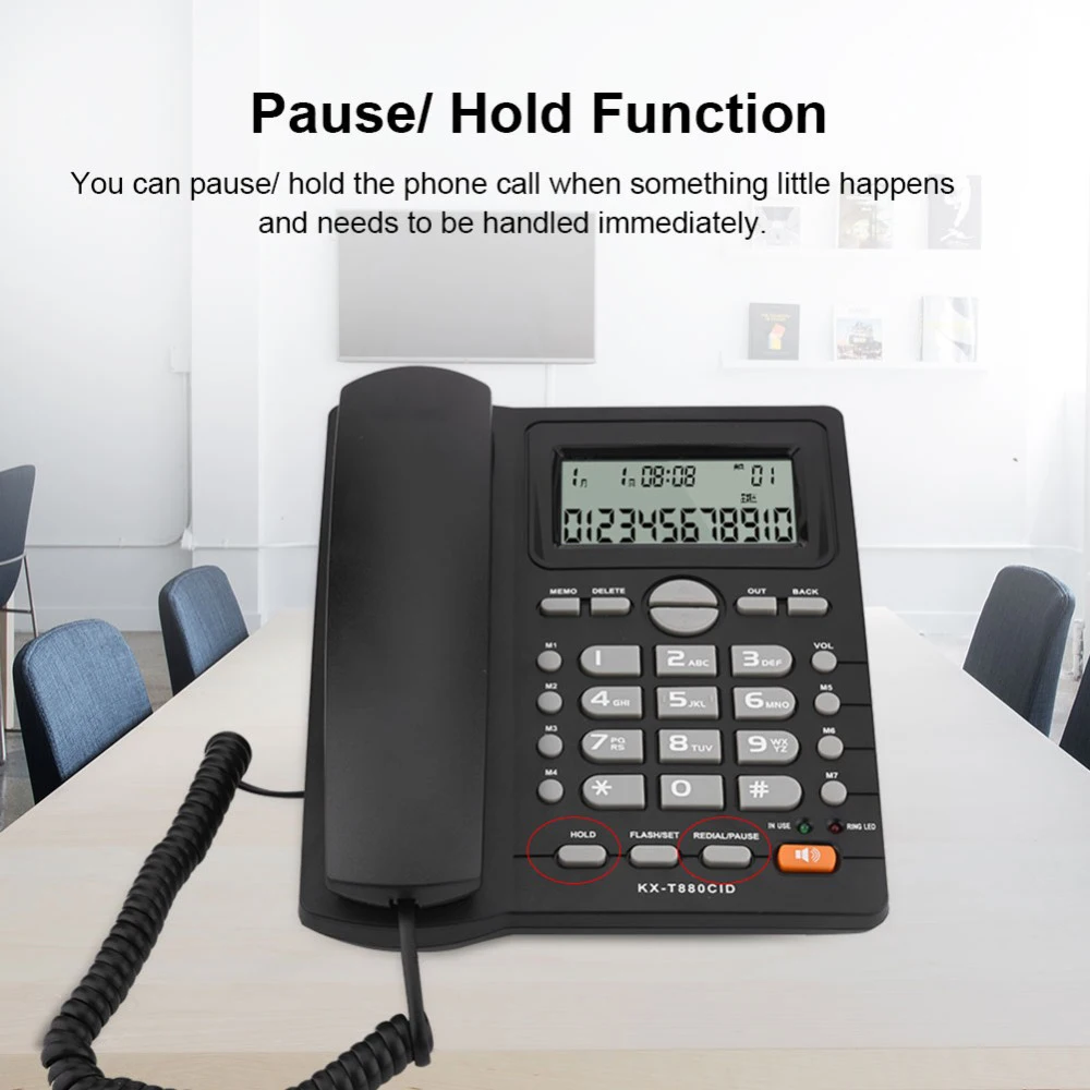 KX-T880CID-Speed-Dial-Corded-Phone-with-Caller-ID-DTMF-FSK-2-line-Corded-Telephone-for