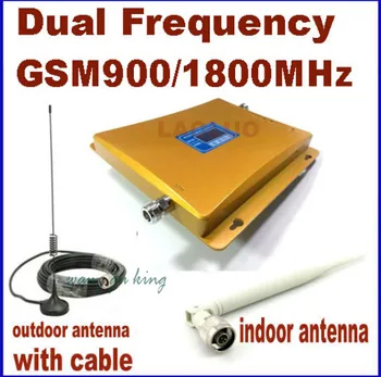 

Direct Marketing Dual Frequency 900MHZ & 1800mhz Signal Booster GSM Repeater DCS amplifier +indoor outdoor antenna 1 Sets