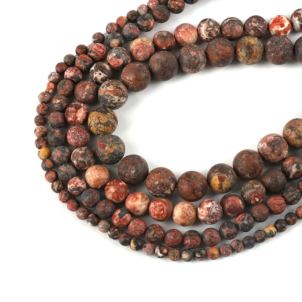 

Natural Stone Beads Round Loose Red Leopard Skin Stone Beads For Jewelry Making DIY Accessories Strand 15'' 4/6/8/10MM