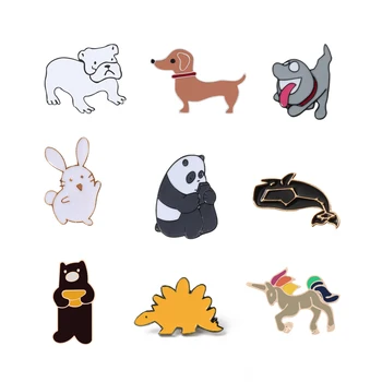 

Lovely Women Brooch Cartoon Panda Dog Horse Rabbit Dinosaur Enamel Badge Pin Kids Lapel Pins Animal Brooches Jewelry Accessories
