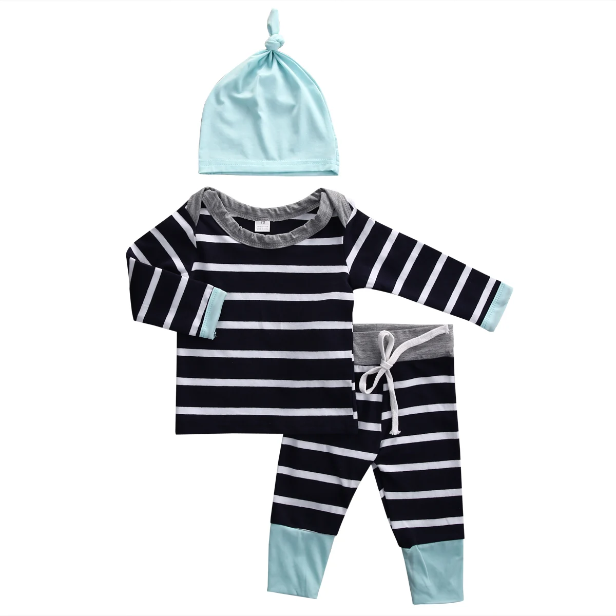 3pcs Newborn Infant Kids Baby Boy Girl Tops/Rompers+Pants+Hat Outfit Clothes Set 