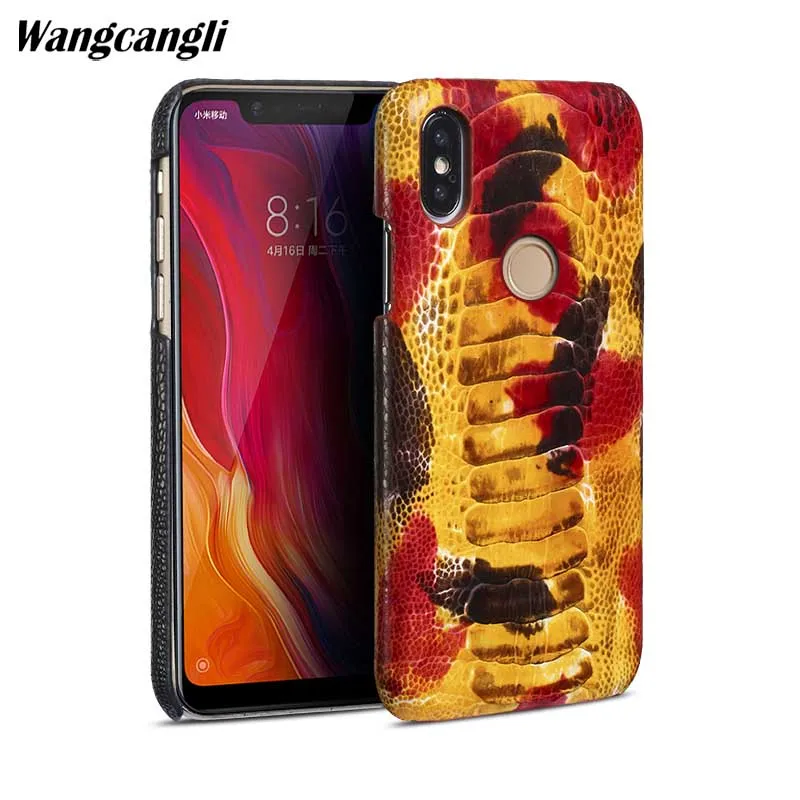 

Ostrich foot skin phone case for xiaomi 8 Genuine leather mobile phone case Half pack protective case Rear fingerprint style