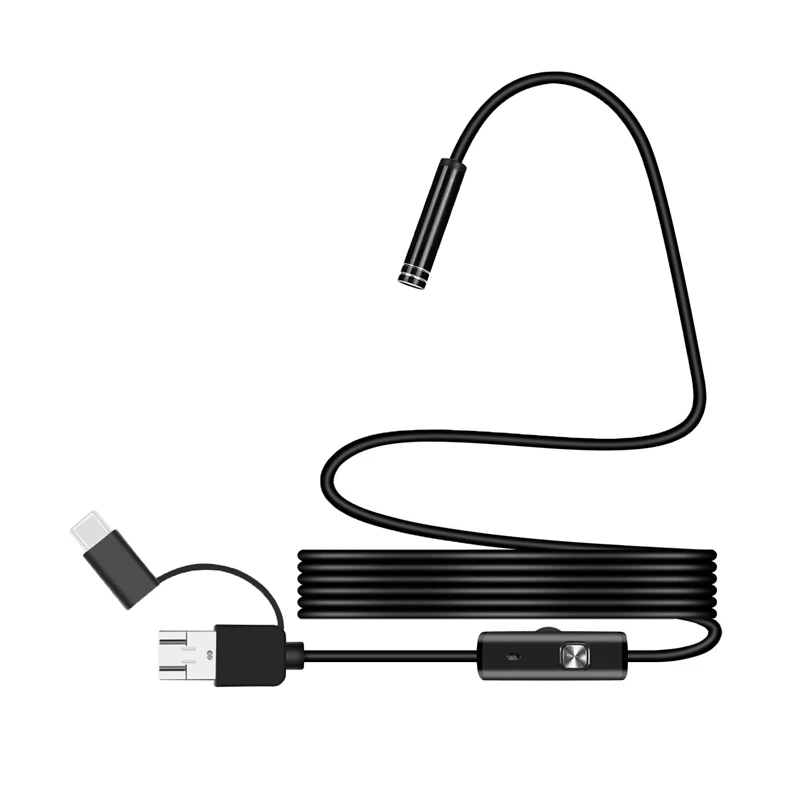 Bakeey 3 в 1 7 мм 6Led type C Micro USB эндоскоп Инспекционная камера мягкий кабель для Android PC
