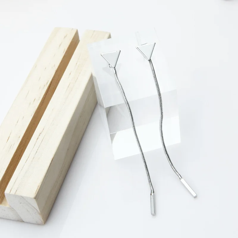 Vintage Sequins Triangle Tassel Drop Earrings Long Chain Dangle Drop Earrings For Women Pendientes Brincos 2017