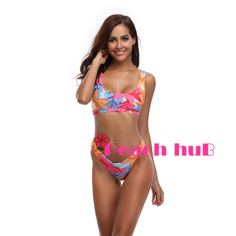 Whole Swimsuit Bikini Push Up Bather Female Woman Bathing Suit Girls Bathers SexyBikini Set Floral Swimsuit Biquini Pink (6)