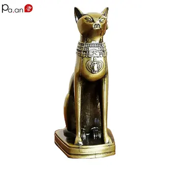 

Vintage Alloy Egyptian Cat Model Goddess Bastet Statue Desk Table Home Decoration Creative Gifts Brings Joy Wealth Dropshipping