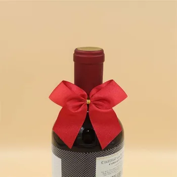 

Handmade luxury per made ribbon bow with elastic loop for wine bottle decorations