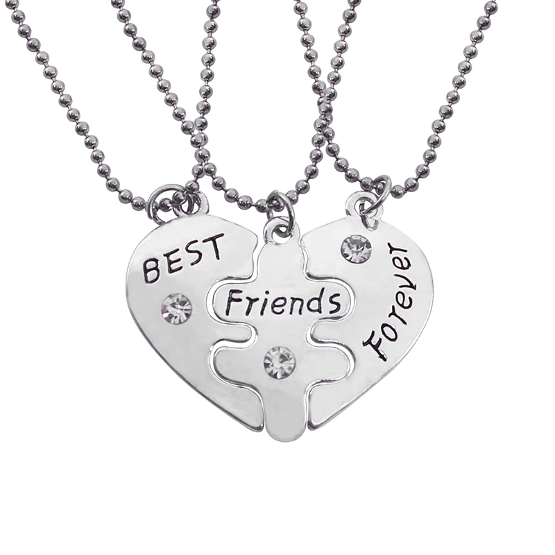 Best Friends Forever Letters Broken Heart font b Necklace b font Set Clavicle Chain Engraved BFF