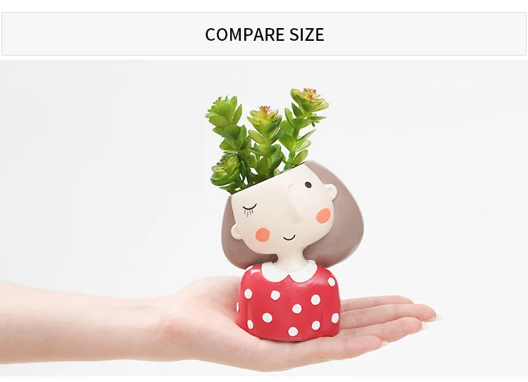 Roogo Flowerpot Boy Succulent Pots Mini Cute Flower Pot Home Garden Planters For Cactus On The Desktop Small Bonsai Pot Ornament