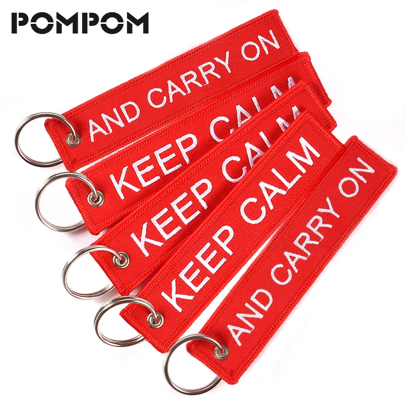KEEP-CALM-AND-CARRY-ON-Keychain-Key-Holder-Cool-Key-Chain-for-Motorcycles-and-Cars-Embroidery