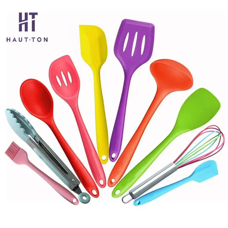 10pcs/set Silicone Cutlery Set multi colored Dinnerware Sets in