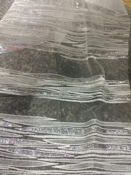 

hot selling J-62433 French net Lace Fabric with sequins Nigerian Tulle net Lace material 5 yard