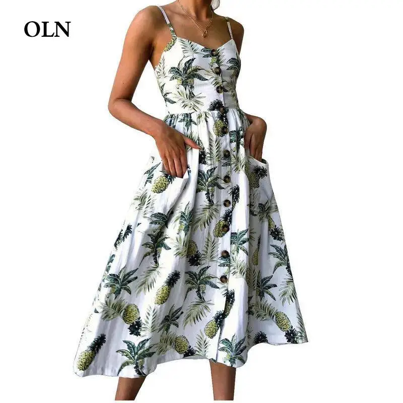 

Lossky Summer Women Dress Causal Solid Sleeveless Floral Vestidos sexy Long dress polyester spandex dress fur dresses