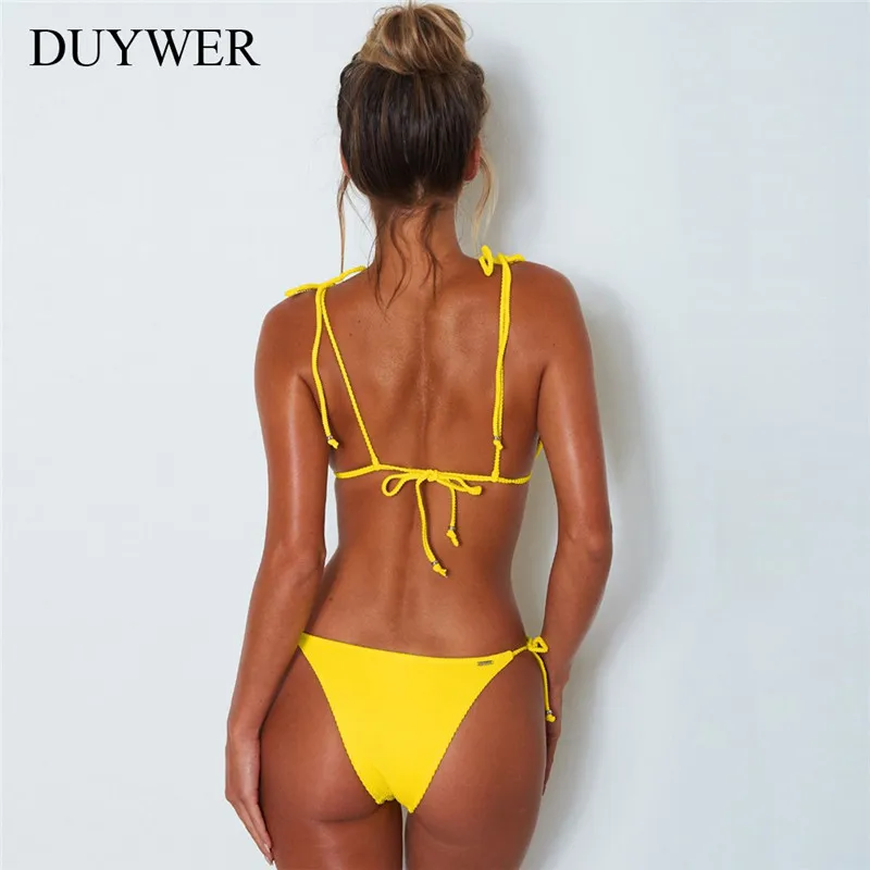 Conjunto Bikini amarillo 2018 Sexy Bikini traje de baño de corte alto traje de baño de verano superior de playa de verano traje baño _ - AliExpress Mobile