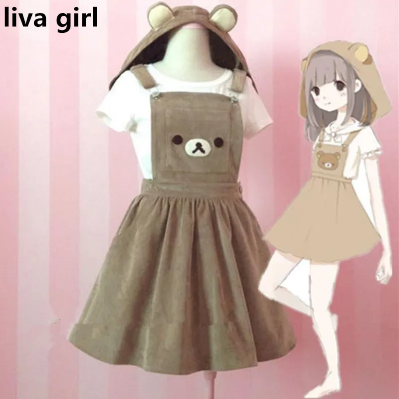 Трендовые товары 2018 японское платье Kawaii Rilakkuma милый медведь вышивка Лолита общая