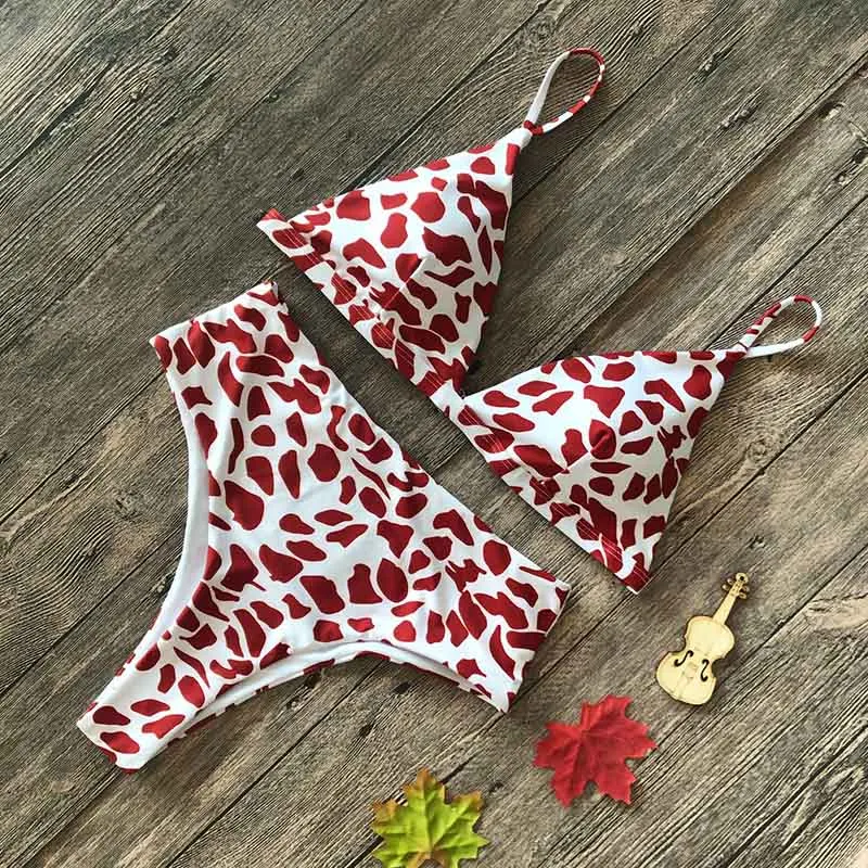 

Women Pattern Printed Bikini Set Strap High Waist Swimsuit Summer Beach Swimwear JT-Drop Ship
