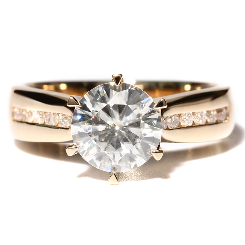 Transmems 2 карата Лаборатория Grown Муассанит алмаз обручальное кольцо с камнем Муассанит акценты Твердые 14 к желтое золото браслет для женщин