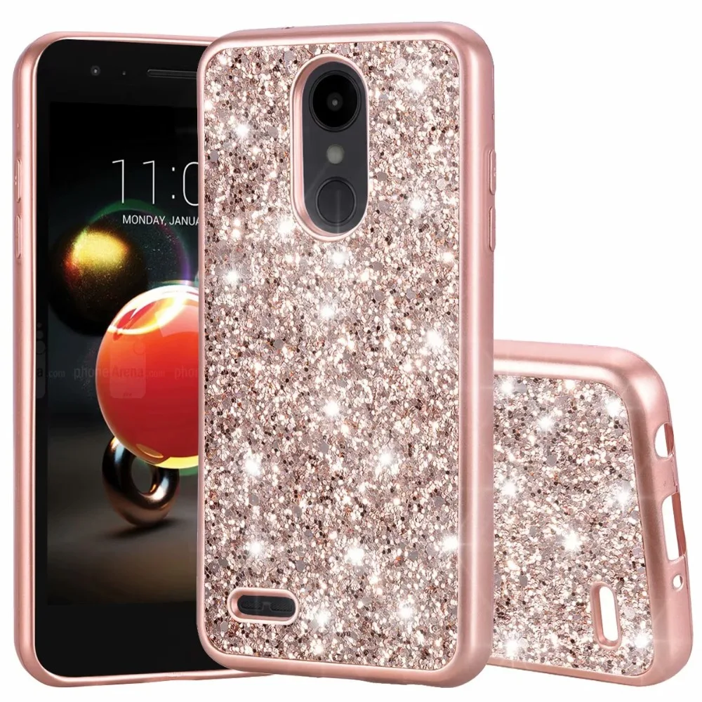 

Luxury 2-in-1 TPU+PC Cover for LG Aristo 2/aristo 3 /Stylo 4 plus for LG Q7 Bling Glitter Flash Powder Hybrid Armor Phone Cases