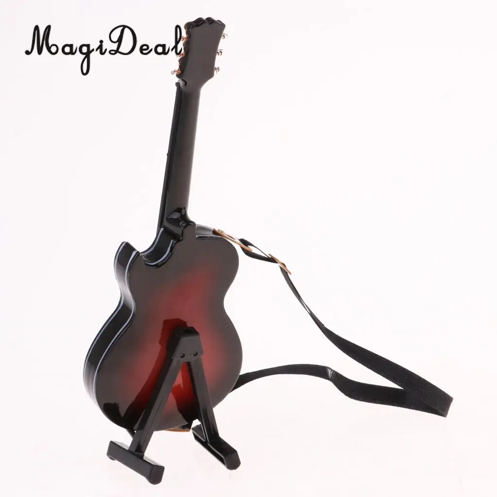 Delicate 1/8 Scale Miniature Wooden Guitar Acoustic Guitar Model Collections Home Office Desk Display Ornaments