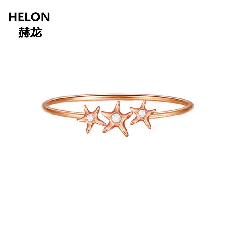 

Solid 10k Rose Gold Women Natural Diamonds Ring Engagement Wedding Band Trendy Stars Ring Anniversary Valentine Graduation Gift
