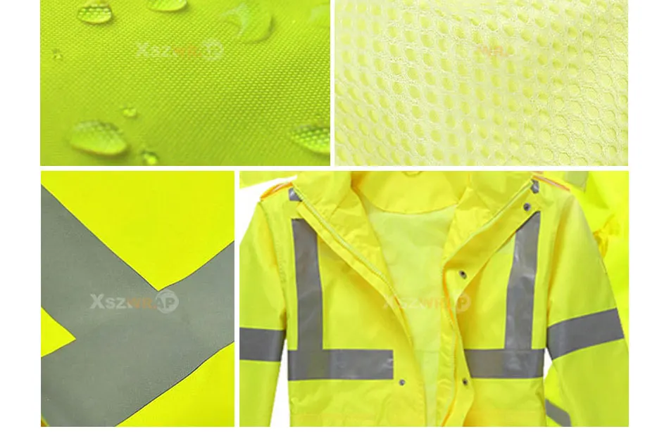 Флуоресцентный желтый плащ костюм дышащий светоотражатель Одежда для взрослых езда охранная патрульная станция охранный плащ