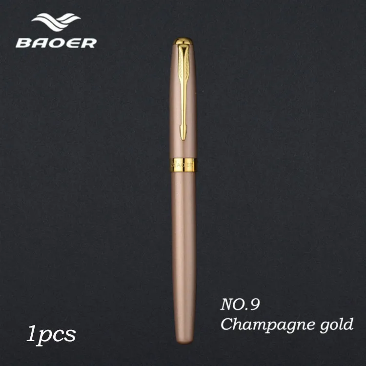 Baoer388-Rollerball-Pen-Black-Golden-Business-Metal-Ballpoint-Pen-Medium-Golden-Clip-Gold-boligrafo-muji-made(7)