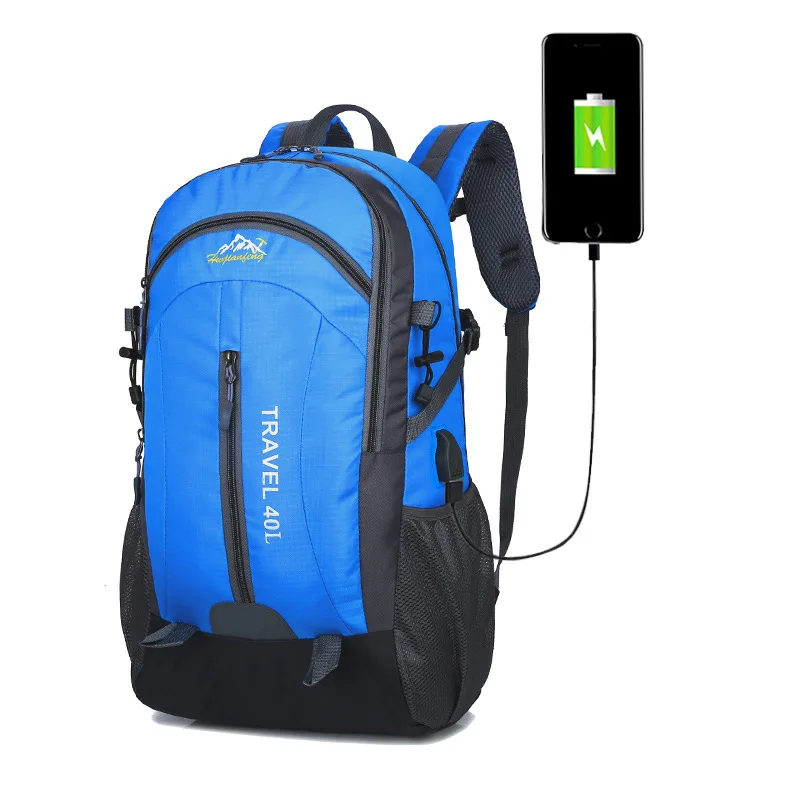 40л Водонепроницаемый рюкзак, походная сумка, велосипедный рюкзак для альпинизма, рюкзак для ноутбука, дорожная уличная сумка для мужчин и женщин, противоугонная спортивная сумка - Цвет: Синий цвет